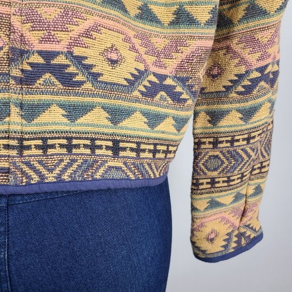 Vintage Flashback Cotton Woven Yellow Navaho Jacket Size M - Picture 9 of 12